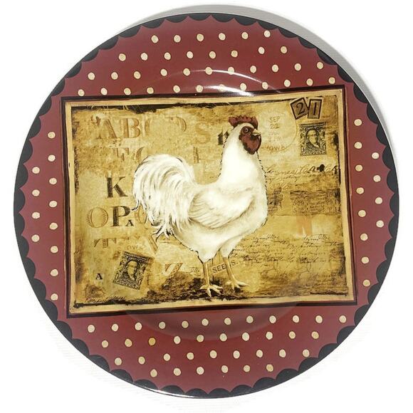 Sakura Retro Rooster Dessert/Salad Plates 8 Inches Set of Four - Picture 4 of 8